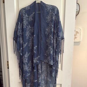 BCBGeneration Blue Floral Wrap/ swim cover
